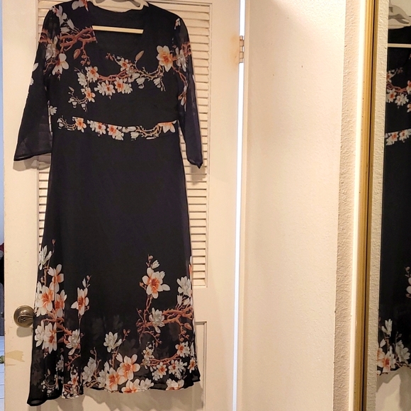 Black Floral Dress - Picture 1 of 5